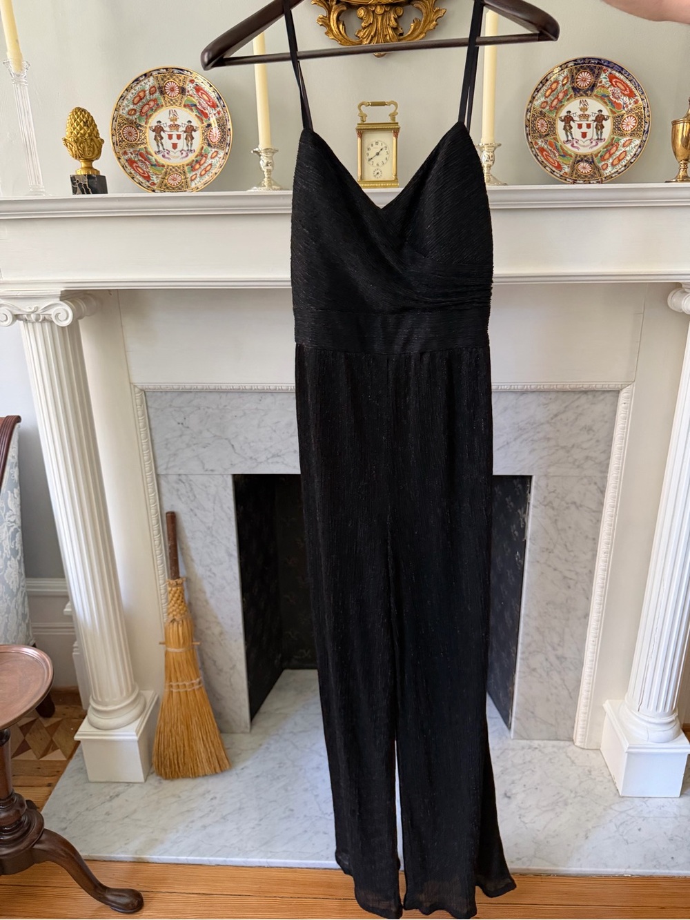 Eliza J Black Cowl-Neck Spaghetti-Strap Jumpsuit